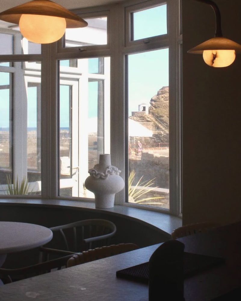 The bar at The Waterfront in Portreath, looking out over the harbour